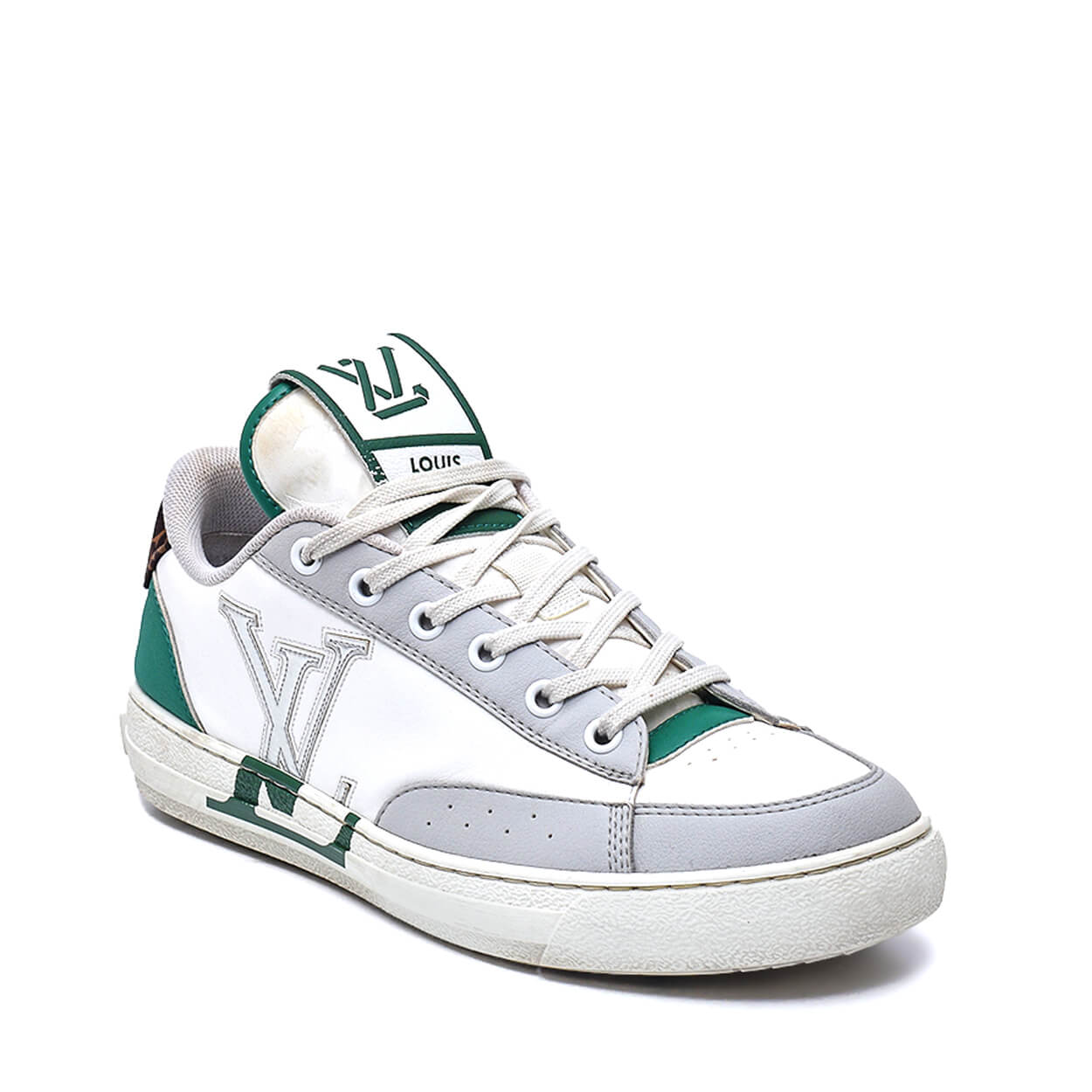 Louis Vuitton - White & Green Leather Charlie Sneakers